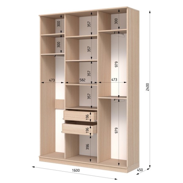 Шафа розпашна ШР 9 E-line 1600 мм – стильне рішення для вашої спальні або передпокою