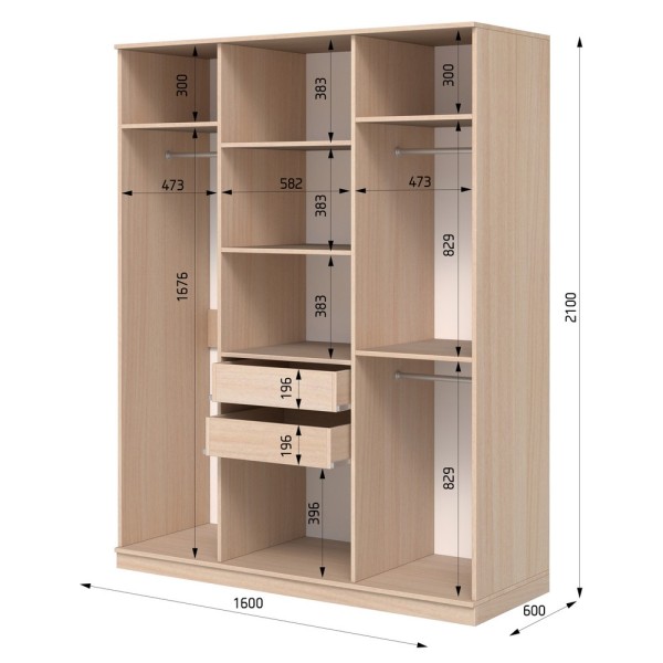 Шафа розпашна ШР 9 E-line 1600 мм – стильне рішення для вашої спальні або передпокою