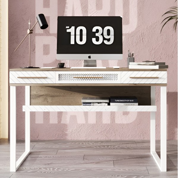 Стіл Бруклін: сучасний стіл у стилі лофт з висувними ящиками та полицями