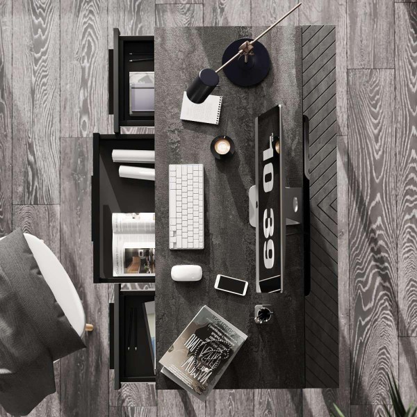 Стіл Бруклін: сучасний стіл у стилі лофт з висувними ящиками та полицями