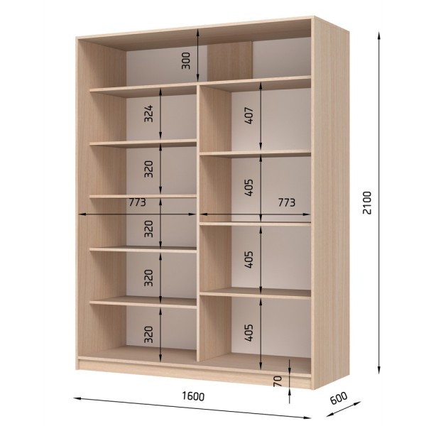 Шафа-купе E-line 2.2 1600х600 - Меблі для спальні та передпокою