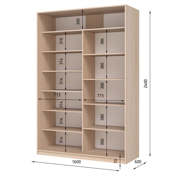 Шафа-купе E-line 2.2 1600х600 - Меблі для спальні та передпокою